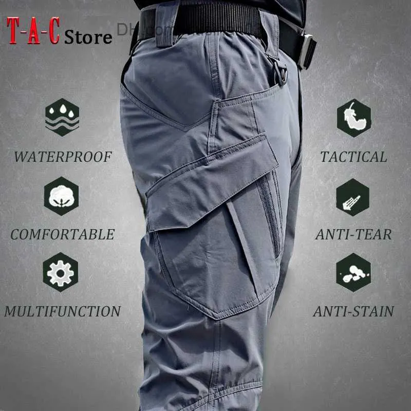 Męskie spodnie taktyczne spodnie ładunkowe męskie Wodoodporne Wodoodporne SWAT Combat Wojskowe spodnie kamuflażowe Casual Multi Pocket Men's Jogger Z230731