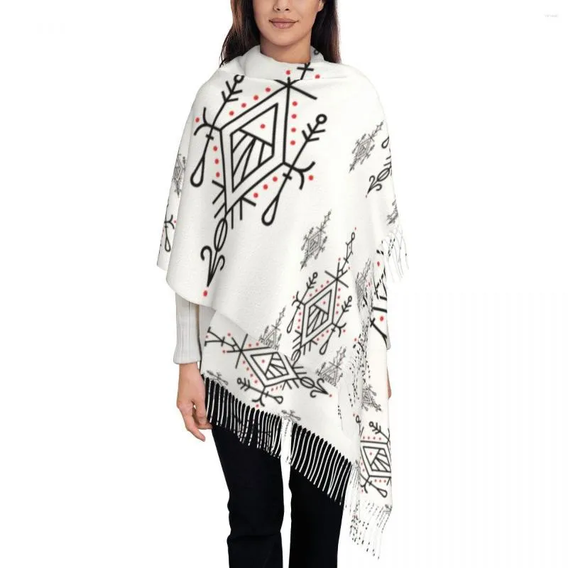 Scarves Amazigh Kabyle Pattern Scarf Wrap Women Long Winter Warm Tassel Shawl Unisex Geometric Traditional