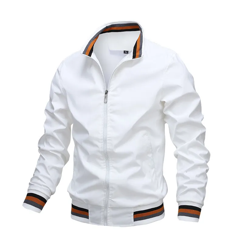 Mensjackor Fashion Mens Windbreaker Jacket White Casual Men Outdoor Waterproof Sports Coat Spring Summer Bomber Jacketkläder 230731
