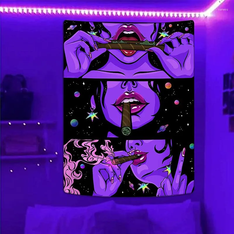 Wandteppiche, Trippy-Hippie-Wandteppich, Wandbehang, cooles Mädchen, Anime, Schlafzimmer, Raumdekoration, ästhetisches Zuhause