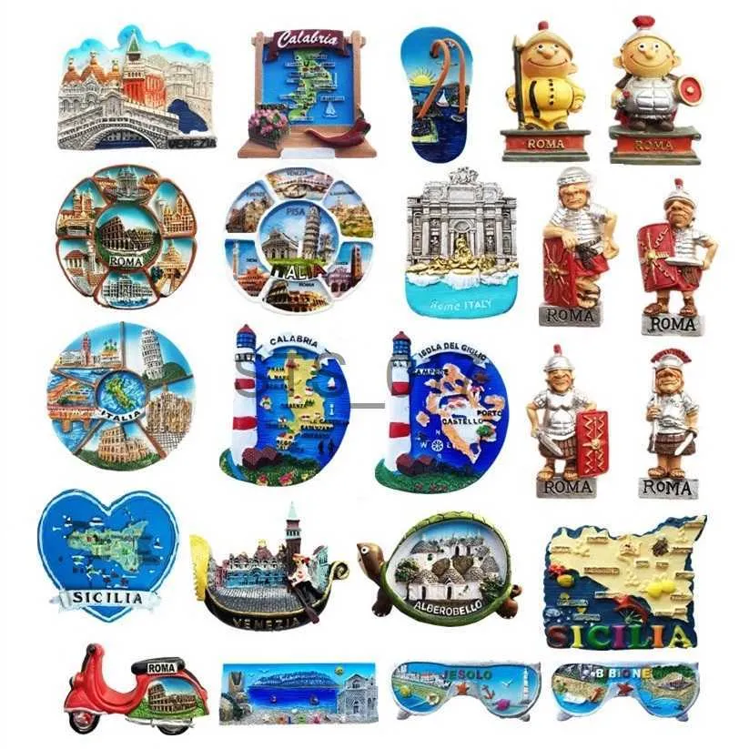 Magneti frigo Europa Italia Roma Soldato 3D Magneti frigo Souvenir turistici Magnete frigorifero Decorazione Articoli Artigianato x0731