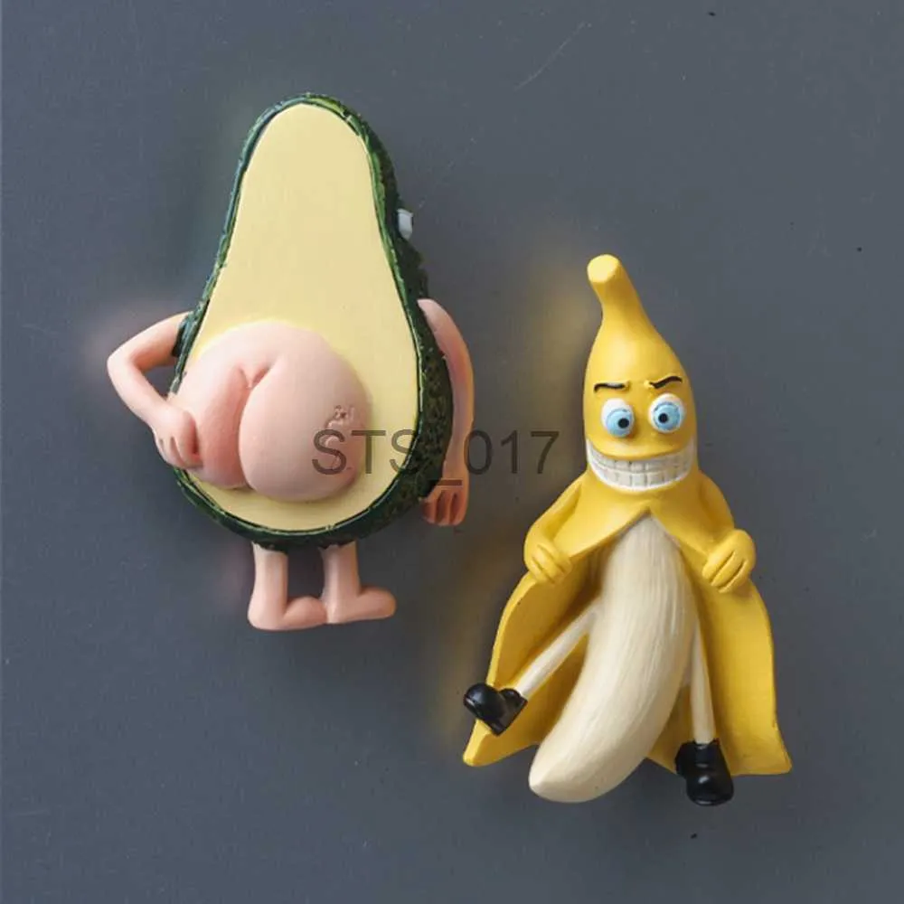 Magneti per il frigorifero Nuovo prodotto Simpatico cartone animato 3D Adesivi per frigorifero Giocattoli per bambini Decorazione domestica creativa Magnete per frutta Banana Avocado Messaggio x0731