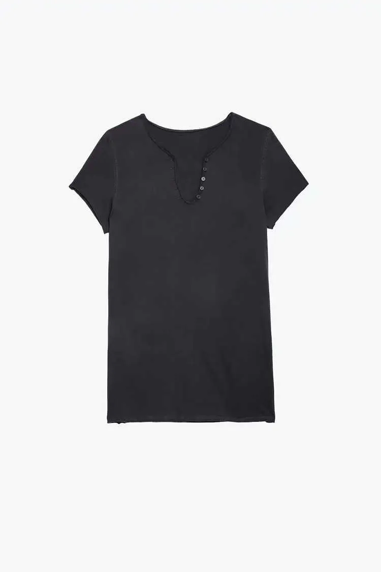 Zadig Voltaire Designer Tシャツ英語のレタープリントホットドリルのUネックの女性短袖Tシャツトップポロスの背面