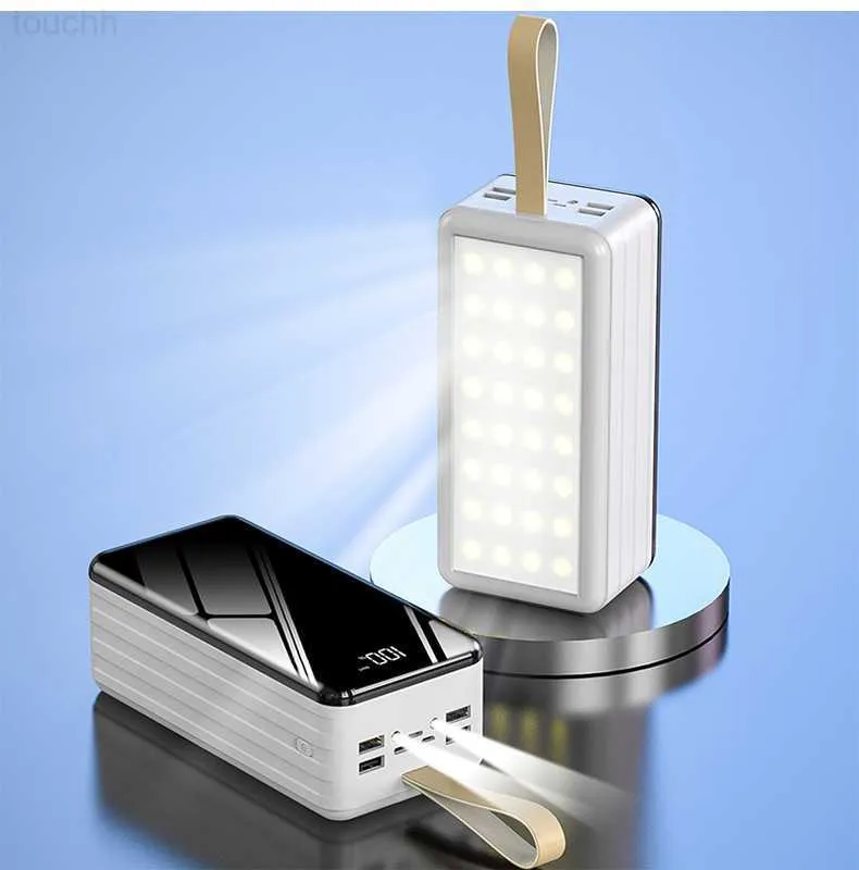 Banki zasilacze w telefonie komórkowym 60000MAH PowerBank Szybkie ładowanie dla iPhone'a 12 Xiaomi Power Bank z kempingiem światło zewnętrzne przenośna bateria Portablebank L230731