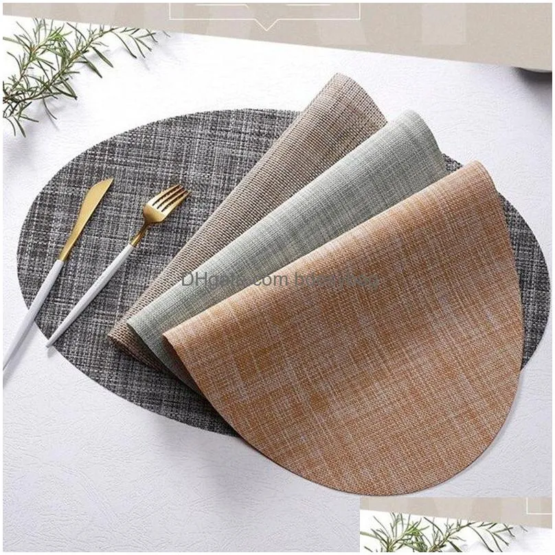 plastic pvc dining table mat round table placemats heat insulation non-slip placemat dish bowl tableware pads