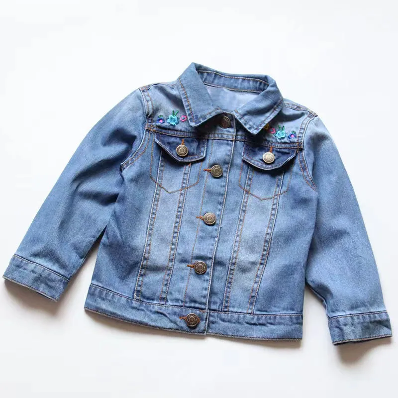 Embroidered Girls Kids Jackets Fashionable Little Girl Coat