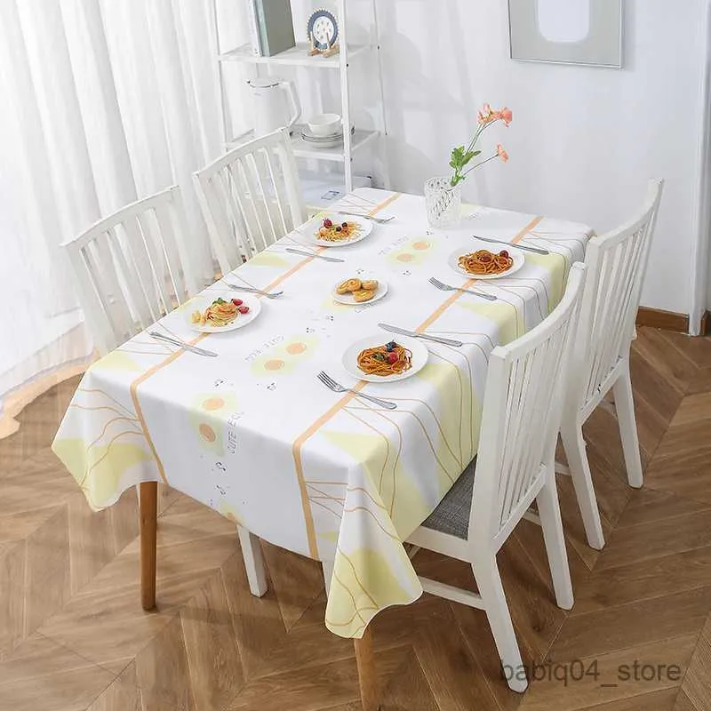 Table Cloth Egg Avocado Lemon Printed Tablecloth Waterproof Kitchen Dining Table Cover Mat Mesas R230819