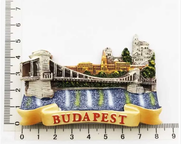 Szechenyi Magnete da frigorifero con ponte a catena Budapest Ungheria souvenir da viaggio 3D decorazione per frigorifero adesivo magnetico collezione artigianale