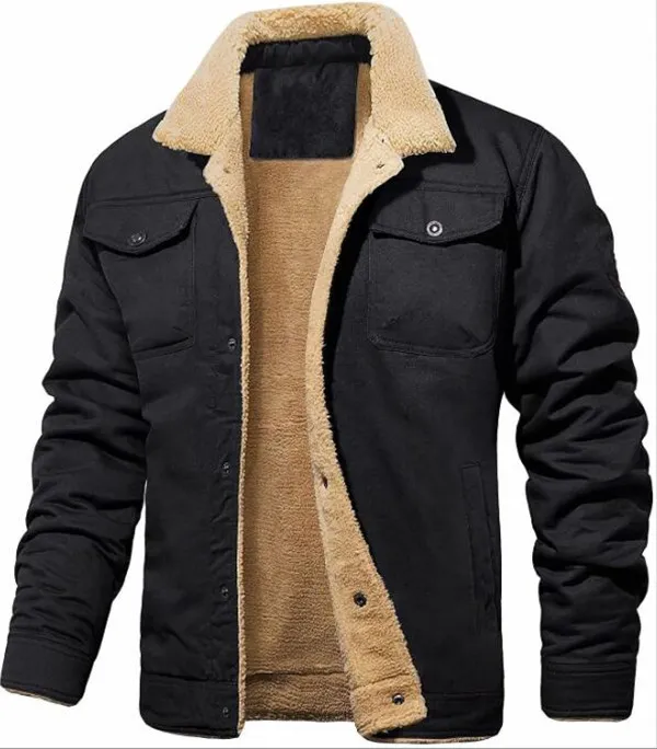 Kurtki męskie swobodna jeansowa bawełniana kurtka męska jesienna zima luźna stojak kołnierz zpipern guzika polarna odzież wierzchnia