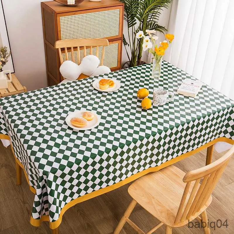 Nappe de table Nappe de table Étanche et résistant à l'huile Vent Petite grille fraîche et simple TV Tissu anti-poussière Tapis de table à thé R230731