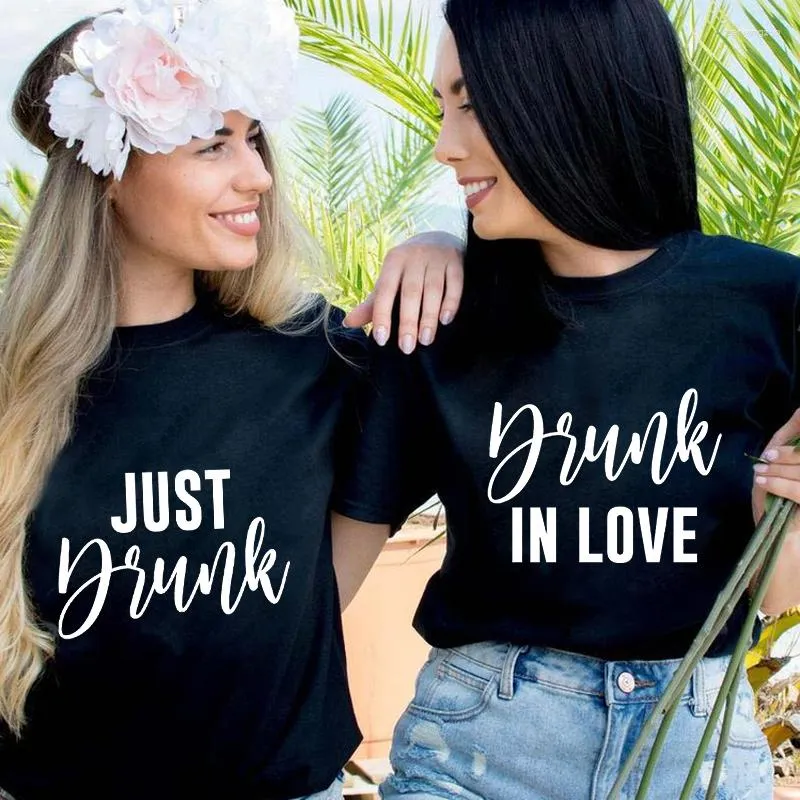 Herren T-Shirts Drunk In Love T-Shirt Just Letter Print Tops Girls Trip T-Shirt Single Farewell Bachelorette Party Tees Bridal