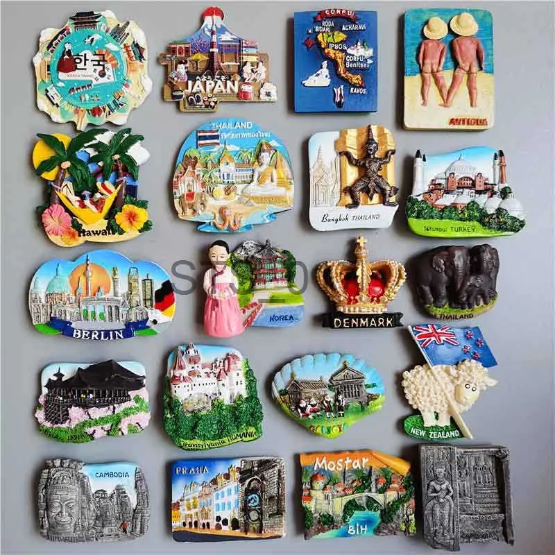 Kühlschrankmagnete Kühlschrankmagnet Korea Japan Thailand Kambodscha Hawaii Island Berlin Mostar BIH Griechenland Aufkleber für Kühlschrank HomeDecoration x0731