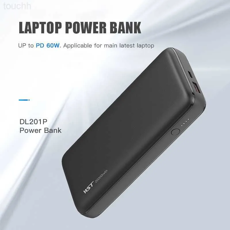 Mobiltelefon Power Banks Power Bank 20000MAH Typ C PD60W Snabbladdning för anteckningsbok Laptop Quick Charge PowerBank för iPhone 13 12 Samsung S21 Poverbank L230728