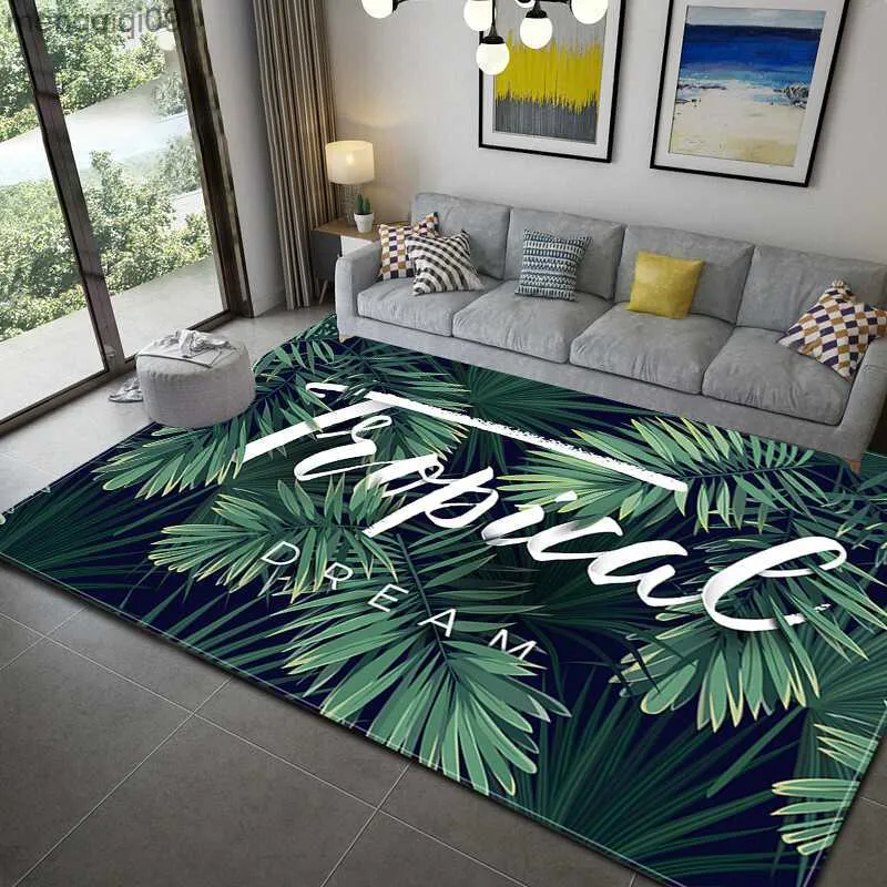 Carpets Tropical Printed Carpet Rug for Living Room Bedroom Large Area Rugs Green Leaves Printing Floor Carpet for Parlor Mat Alfombra R230731