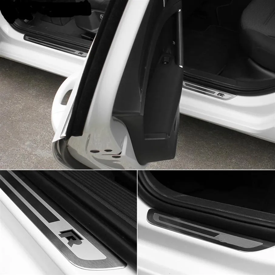 폭스 바겐 VW 골프 5 6 7 7 5 8 gti r- 라인 제타 폴로 T- 로크 트로크 투어 파트 (Ultra Thin Car Door Sill Plate Kits Scuff Plate 211T)