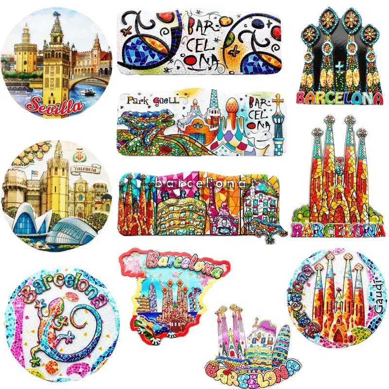 Aimant De Réigérateur 3D La Rambla Fait Main En Résine, Cadeau Souvenir, Décoration De La Maison Et De La Cuisine, Collection, Barcelone, Espagne