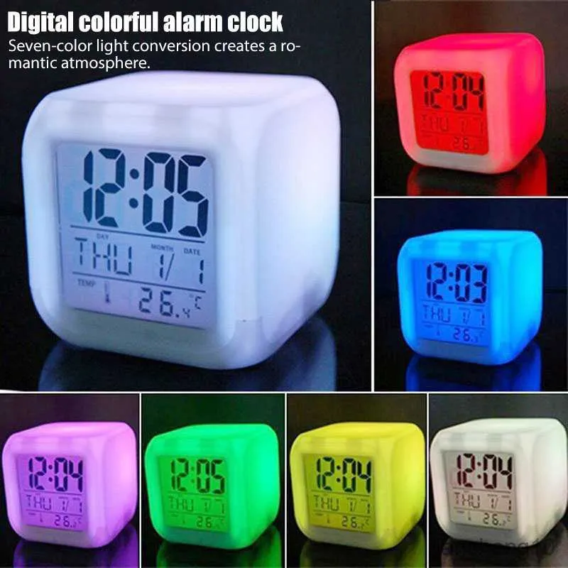 Portabla högtalare hem väcker väckarklocka LED -skärm kan visa temperaturtid färgglad ljus tid väckarklocka R230731