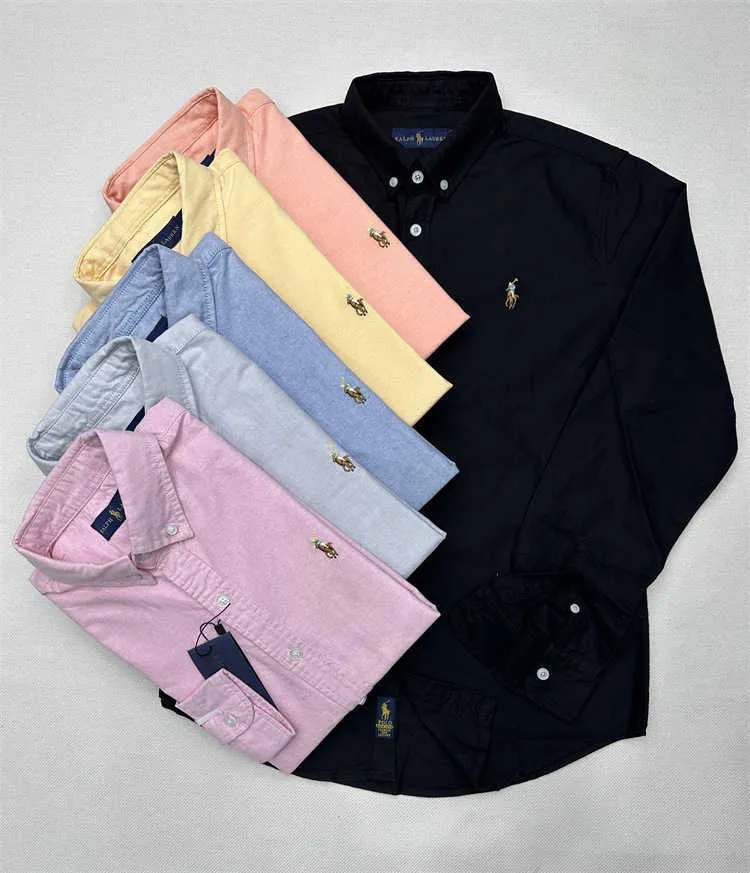 2024 Fashion S Polo Men's Casual Long Sleeve Spring and Autumn Business Cotton Oxford Non Iron Slim Paul Formal Shirt High Leeve Pring Lim FKT668