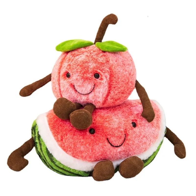Pluche Kussens Kussens 35 cm Leuke Zachte Fruit Watermeloen Kers Speelgoed Cartoon Kussen Kinderen Pop Home Decor Verjaardagscadeau 230729