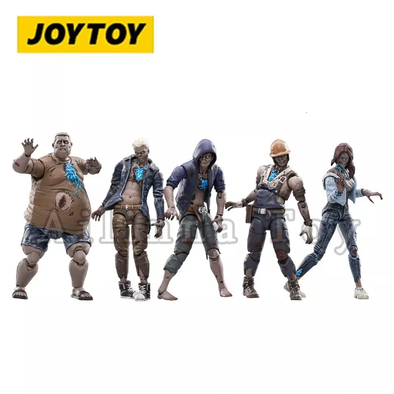 Figuras militares JOYTOY 1/18 Action Figure 5PCS/SET Life After Infected Person Zombie Anime Collection Military Model 230729