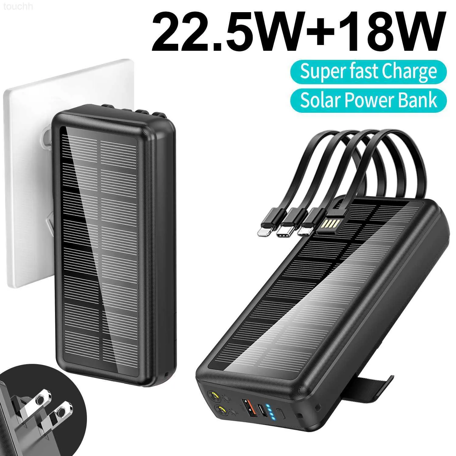 Solar Power Bank Phone Charger 30000mAh Portable Charger With Built In  Cables And Flashlight High Capacity Solar Powerbank For Mobile Phones From  Touchh, $21.78 | DHgate.Com