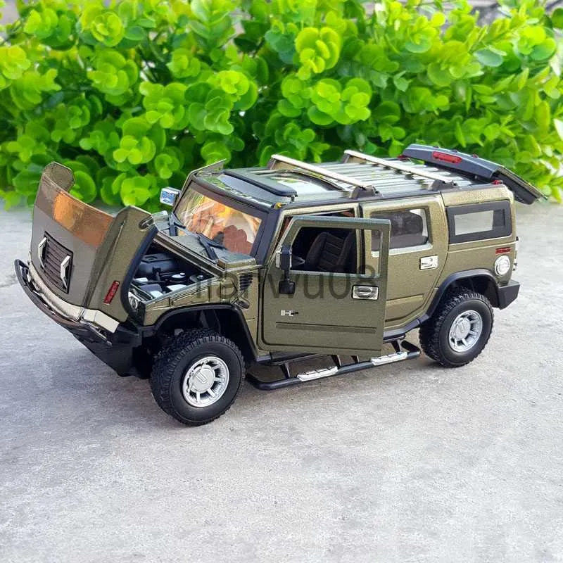 Diecast Model Auto's 124 HUMMER H2 Legering Auto Model Diecast Metalen Offroad Voertuigen Auto Model Collectie Hoge Simulatie Kinderen speelgoed Gift Ornamenten x0731