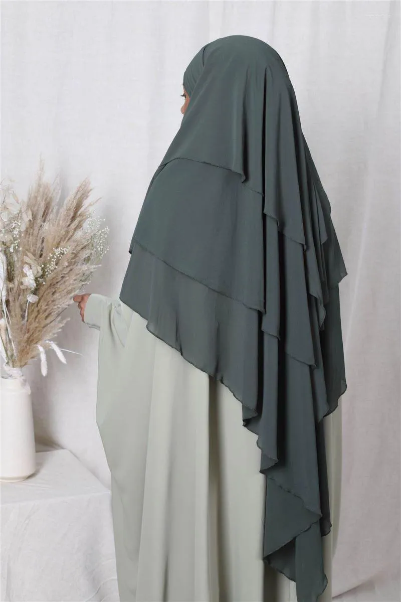 Ethnic Clothing Muslim 3 Layers Hijab Islamic Scarf Arab Shawls Khimar Overhead Big Headwear