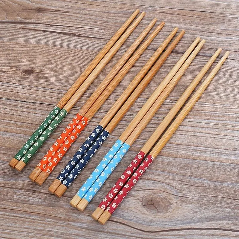 箸10ペア再利用可能なチャイニーズクラシック木製伝統的なヴィンテージの手作り自然の花の竹の寿司ツール
