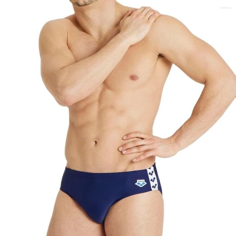 Bañador para hombre, calzoncillos de baño estampados, pantalones cortos triangulares, bañadores de carreras, bañistas profesionales para entrenamiento y competición