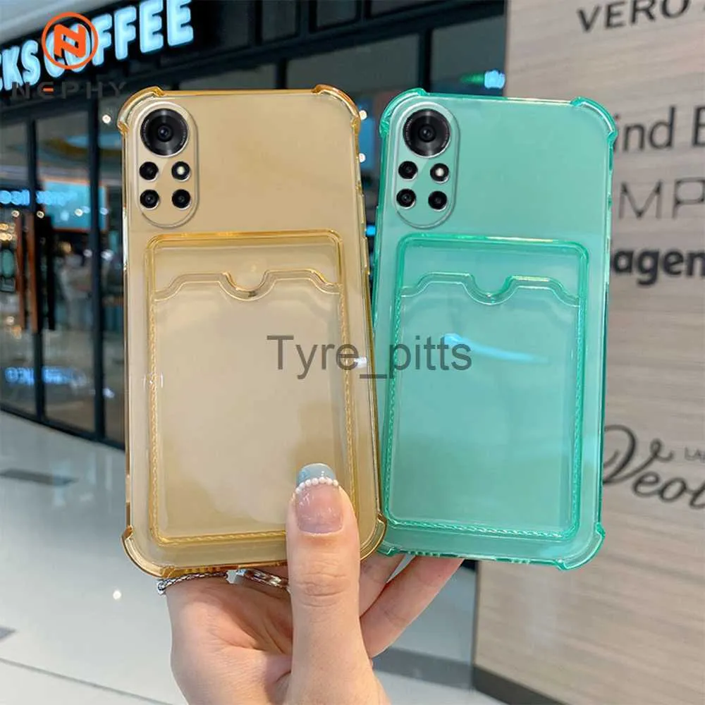 Cell Phone Cases Shockproof Silicone Card Holder Case For Huawei P30 P40 Mate 30 40 Nova 5 7 8 Pro Mobile Phone Cover Soft Clear Back Shell Slot x0731