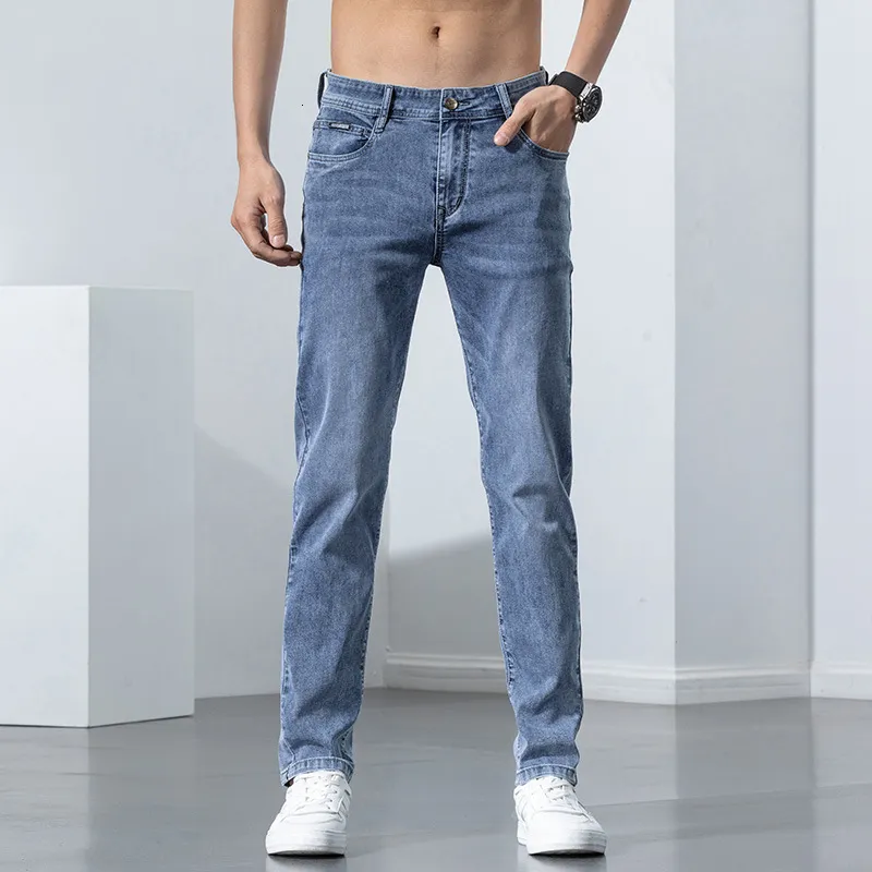 Męskie dżinsy męskie rozciąganie chude dżinsy wiosenne moda swobodna bawełniana dżins Slim Fit Pants Męskie spodnie 230729