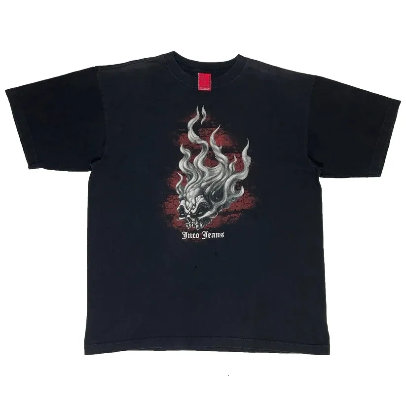 正規代理店 Oversized Womens Y2K JNCO Skull T Cotton Heavy Print Graphic トップス