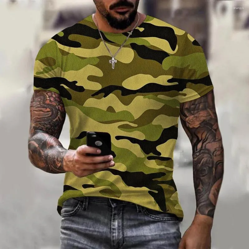 Men's T Shirts 3D Camouflage T-shirt Outdoor Clothing Casual Round Neck Short Sleeves Summer Street Large Size Sports Clothi