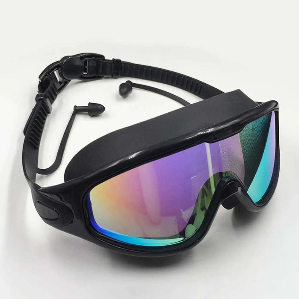 Gafas de natación antivaho, gafas de natación con tapones para los oídos, gafas de natación antivaho de silicona impermeables electrochapadas para hombres y mujeres