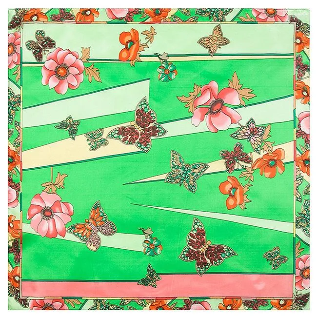 Foulards 60cm Printemps Papillon Volant Fleurs Écharpe Simulation De Soie