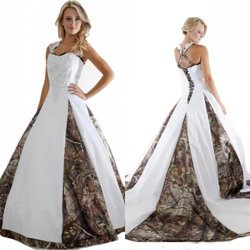 Nova chegada 2020 vestidos de noiva camuflado com apliques vestido de baile longo camuflado vestido de festa de casamento vestidos de noiva267u