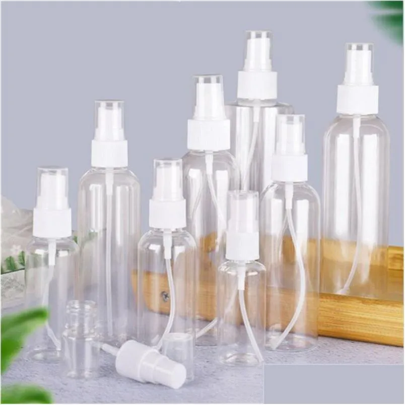 Botellas de embalaje de 5Ml, 10Ml, 20Ml, 30Ml, 50Ml, 60Ml, 80Ml, 100Ml, 120Ml, botella rociadora de plástico vacía, recargable por mascota, contenedor para limpiar Dro Otfsb