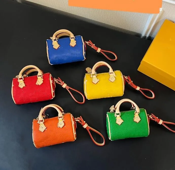 Mini cylinder Letter pillow bag Keychain Wallet women leather Purse bag coin purse multicolor Coin Holder pendant zipper Keychains accessories gift