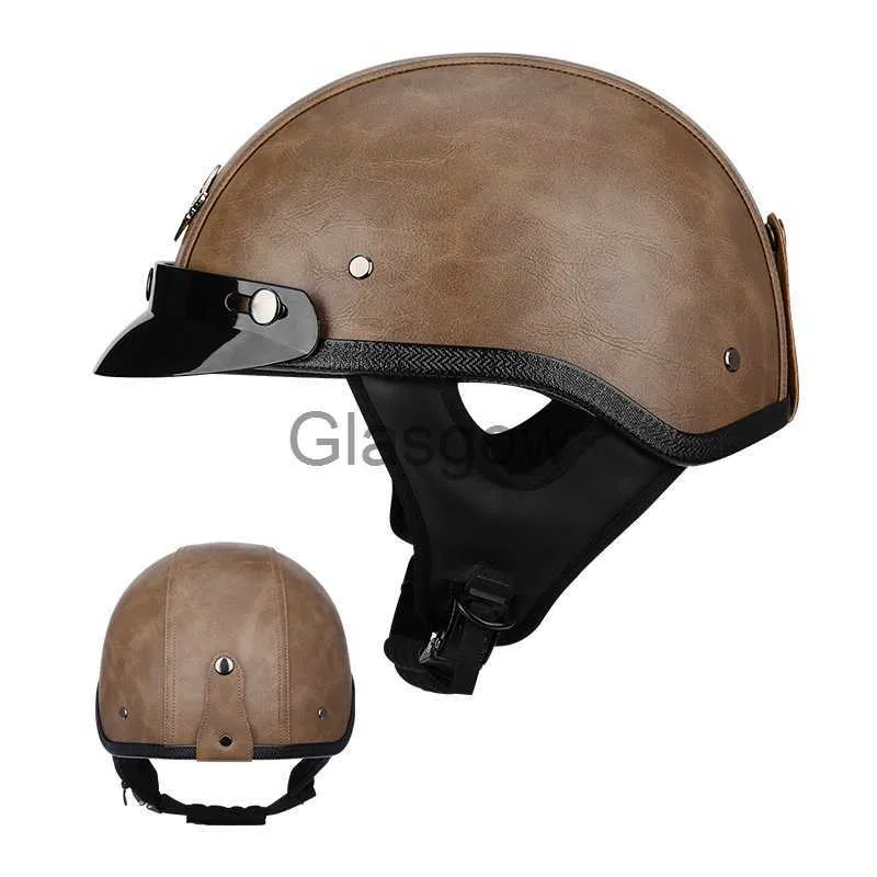 Medio casco de motocicleta retro 3/4, aprobado por DOT, casco de  motocicleta para adultos, casco de motocicleta estilo alemán vintage con  gafas para