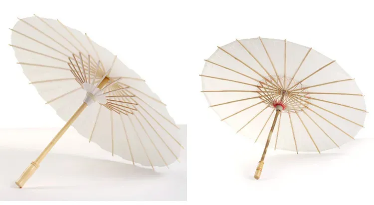 Vit bambu pappersparaply parasol dans bröllop brud party dekor brud bröllop parasoler vit papper paraplyer