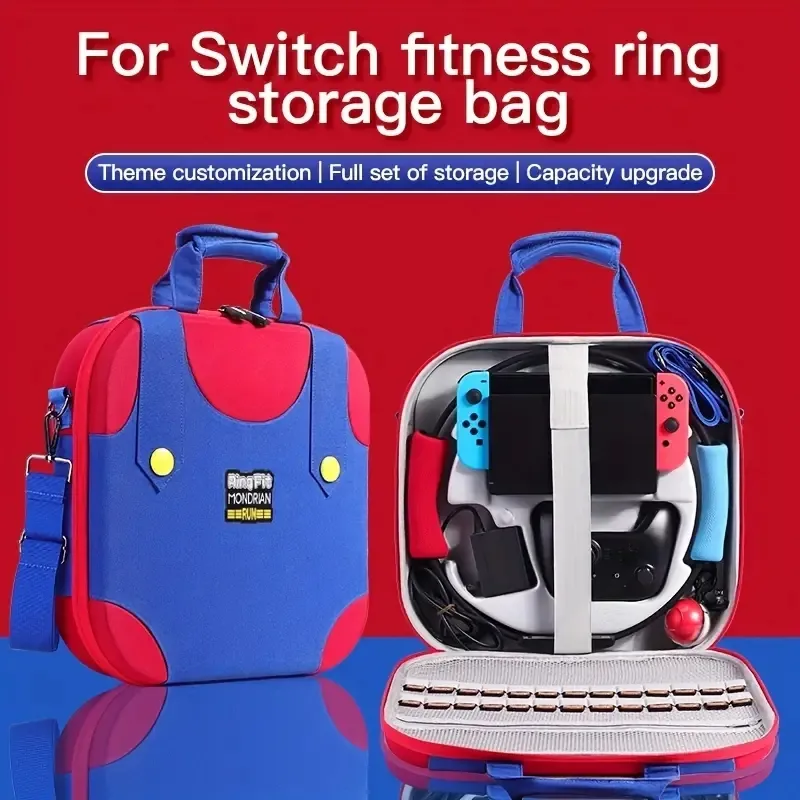 För Nintendo Switch/Switch OLED Fitness Ring Storage Bag, storkapacitetslagring, en fullständig uppsättning av spelkonsoltillbehör slut på väska, teman anpassad bärbar stor väska