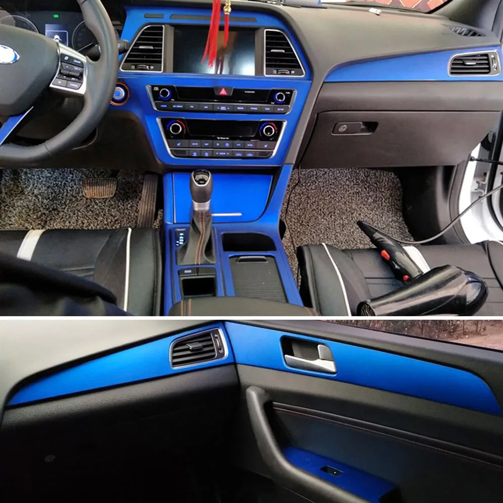 Para Hyundai sonata 9 2015-2017, manija de puerta de Panel de Control Central Interior, 3 pegatinas de fibra de carbono, accesorios de estilo de coche 3290