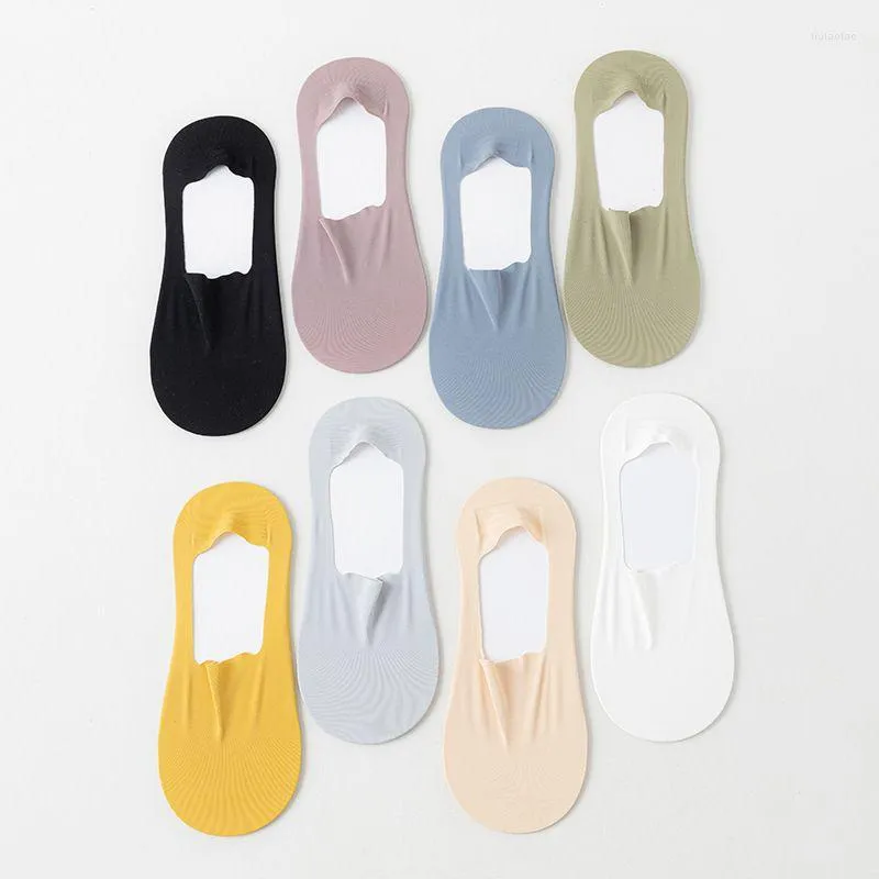 Herrstrumpor Summer Thin Solid Color Invisible Anti-Slip Ship's Cotton Sole Clipable grunt munstrumpor