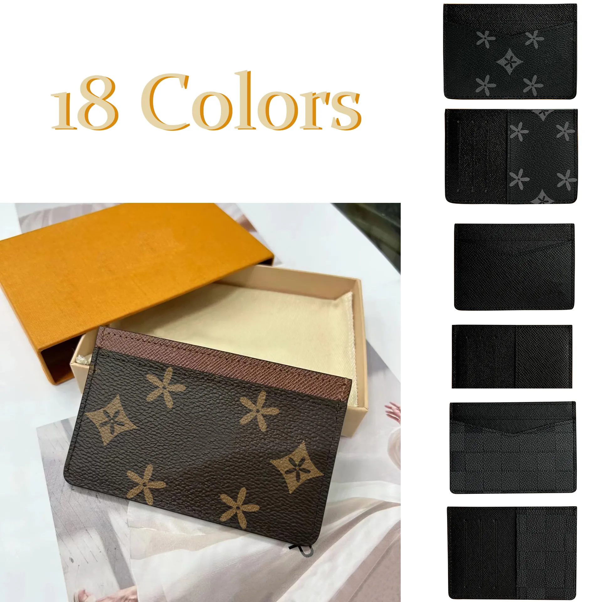 Klasik Luxurys Erkek Kadınlar Klasik3 Kredi Kart Yuvaları M60703 Kart Kapağı Cüzdan Para Çantaları Anahtar Koruma Gerçek Deri Ünlü Tasarımcı Cüzdan Kart Sahibi Siyah Çanta