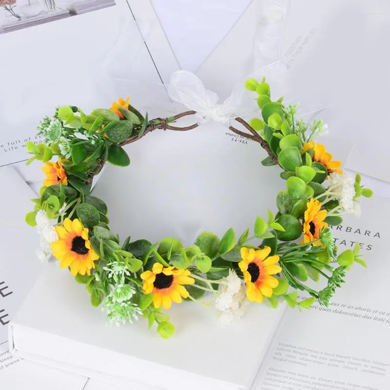 Dekorative Blumen Blume Haarschmuck Stirnbänder für Frauen Mädchen Po Kopfschmuck Requisiten künstliche Blumenkrone Fee Braut Hochzeit