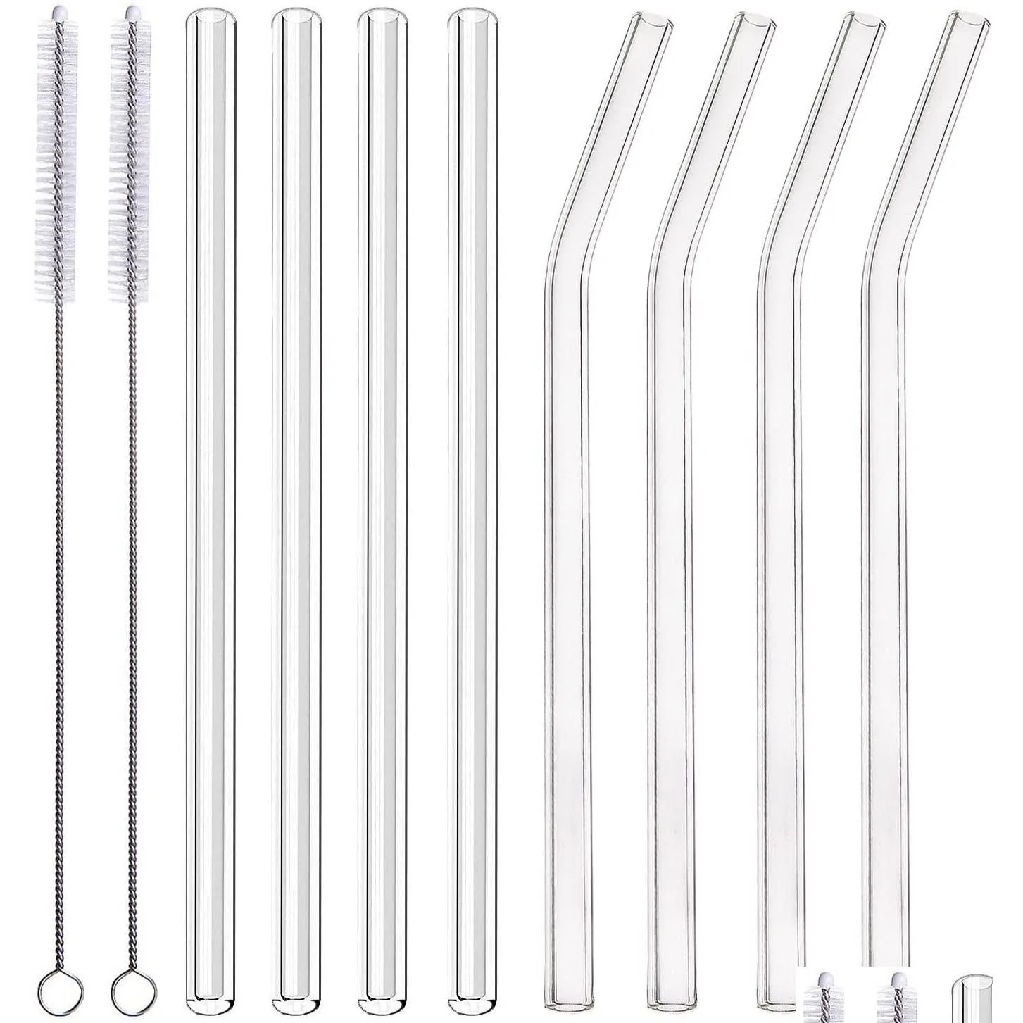Dricker Straws 200x8mm Clear Glass STS For Smoothies Cocktails Hälsosam återanvändbar Eco Friendly Drinkware Accessory Drop Delivery Home G DH0MX