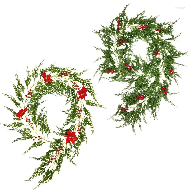 装飾的な花人工植物壁吊り松の針レッドフルーツレタンクリスマス装飾植物のための家の装飾