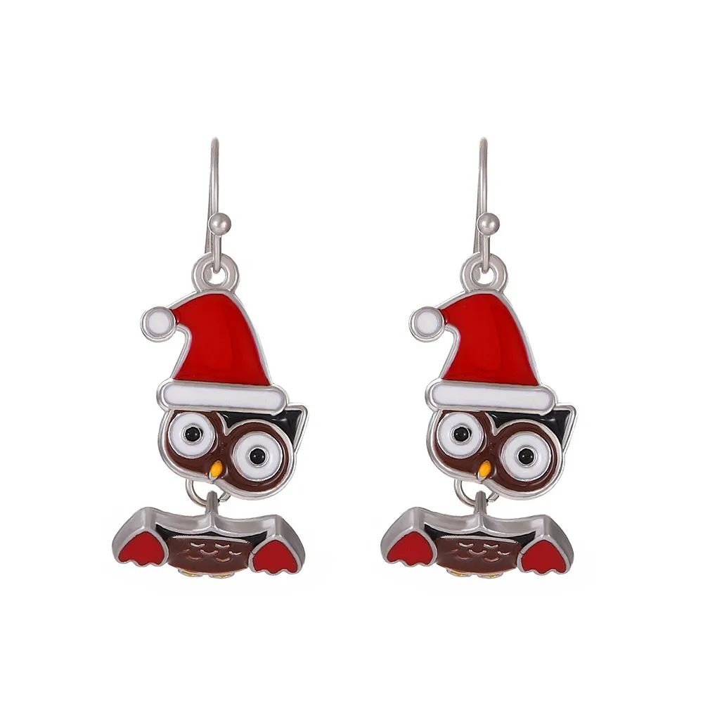 Christmas Owl Teardrop Earring. Owls Teardrop Earring Design