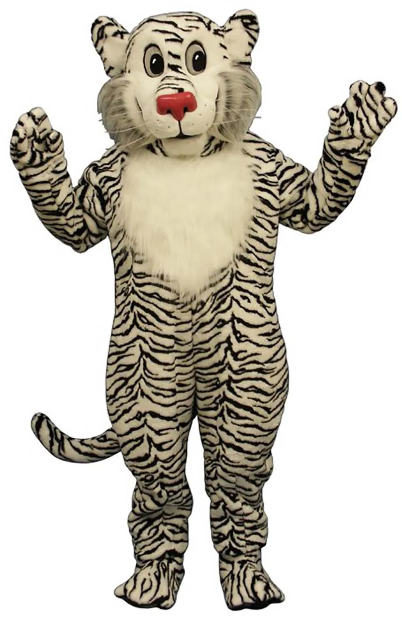 SHY WHITE TIGER Costumes de mascotte d'Halloween Costume de personnage de dessin animé Costume Xmas Outdoor Party Outfit Taille adulte Vêtements de publicité promotionnelle