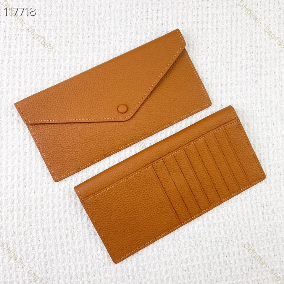 Top quality Luxury Designer Wallet Classic Silk'in Envelope Bag Long Square Card Bag Business Card Holder Fashion Barenia Cowhide Women's Handbag